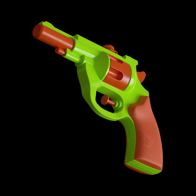 Plastic green and orange water pistol