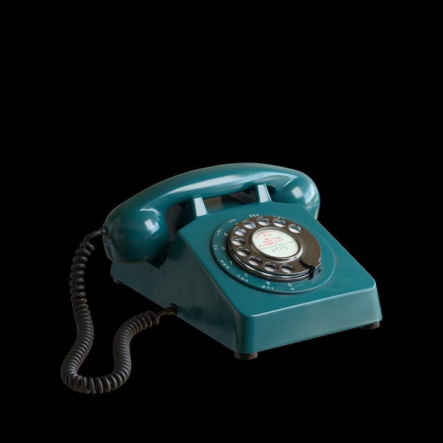 Blue old rotary telephone