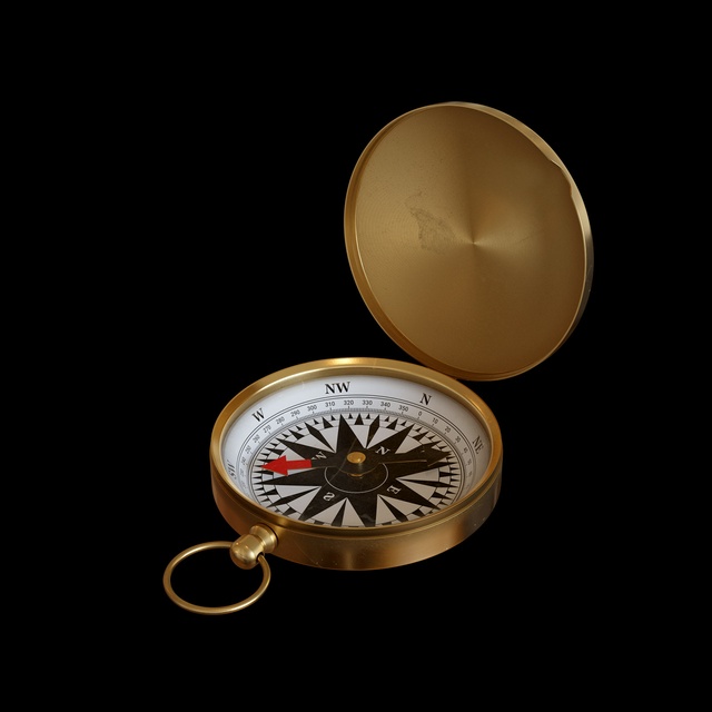 Brass compass lid open